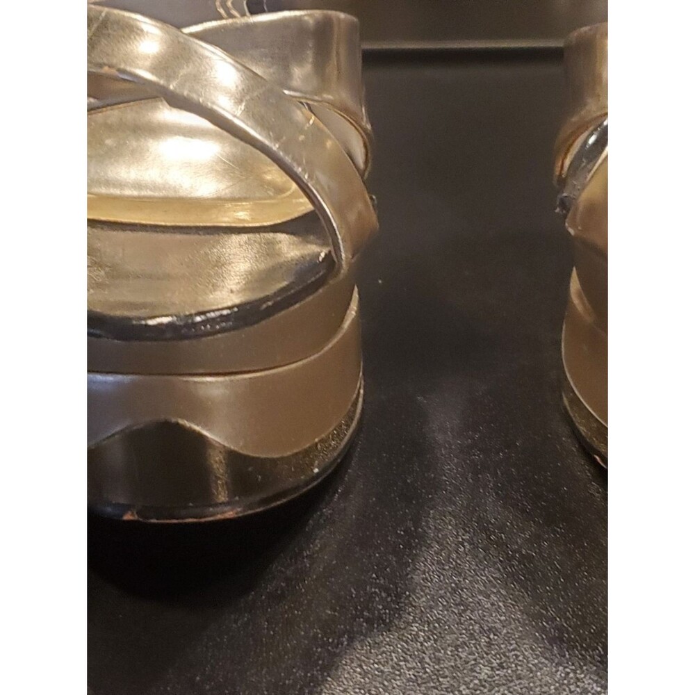 KAYLEEN By Los Angeles Metallic Gold Platform Heels